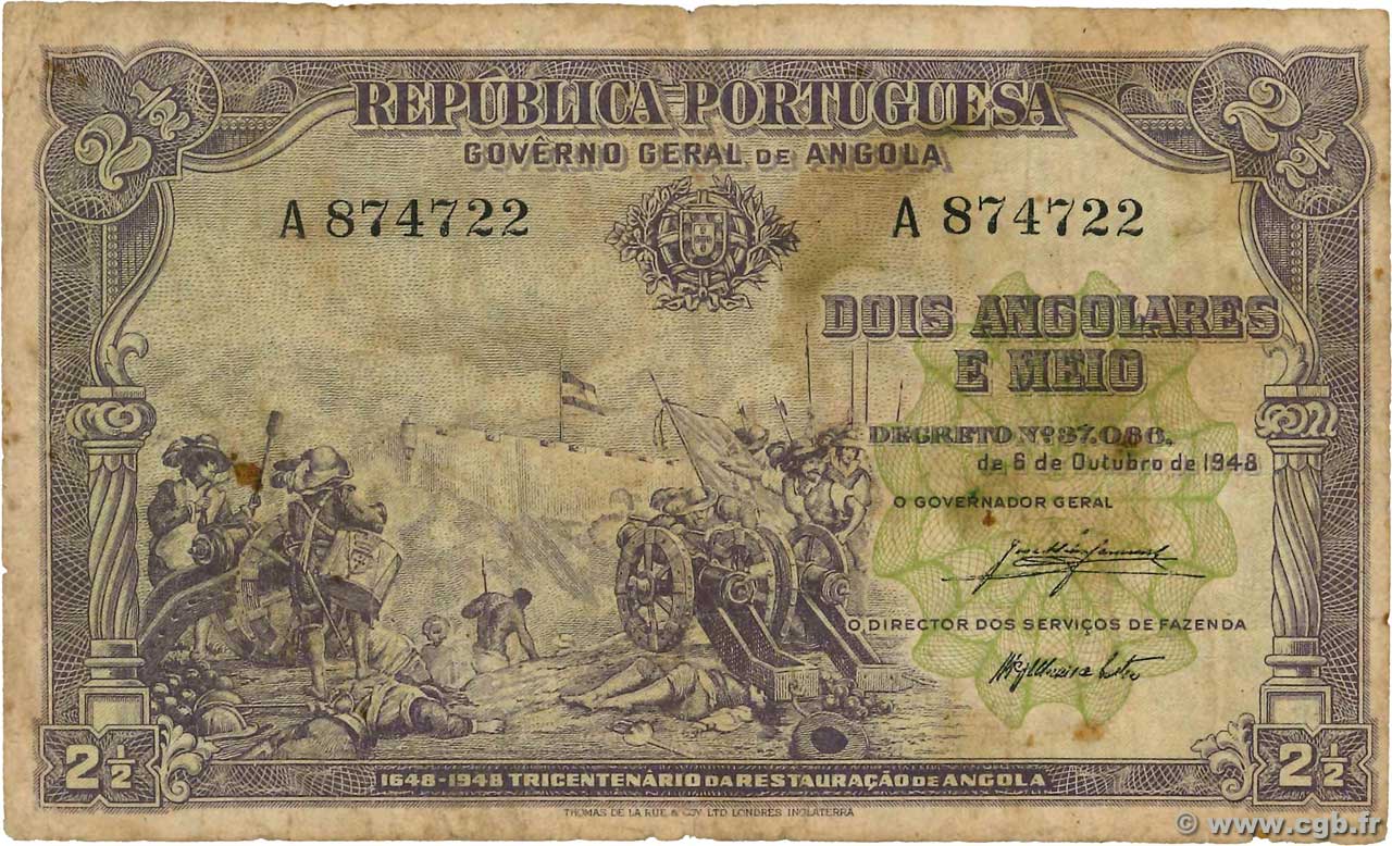 2,5 Angolares ANGOLA 1948 P.071 TB