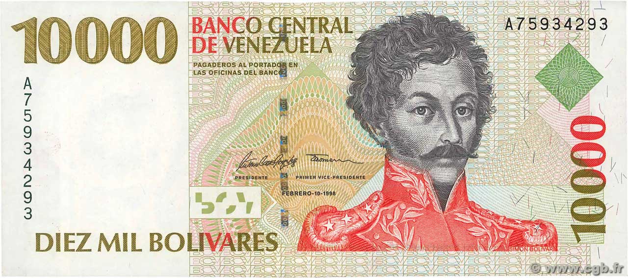 10000 Bolivares VENEZUELA 1998 P.081 SUP
