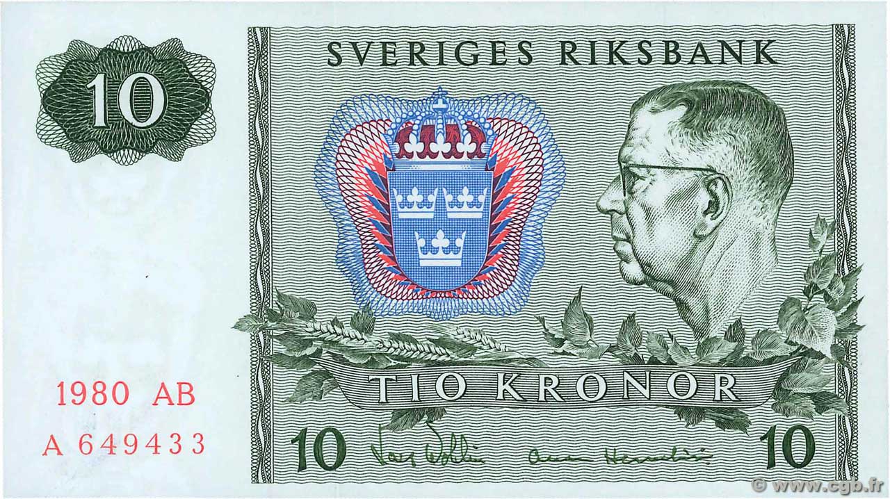 10 Kronor SUÈDE 1980 P.52e pr.NEUF