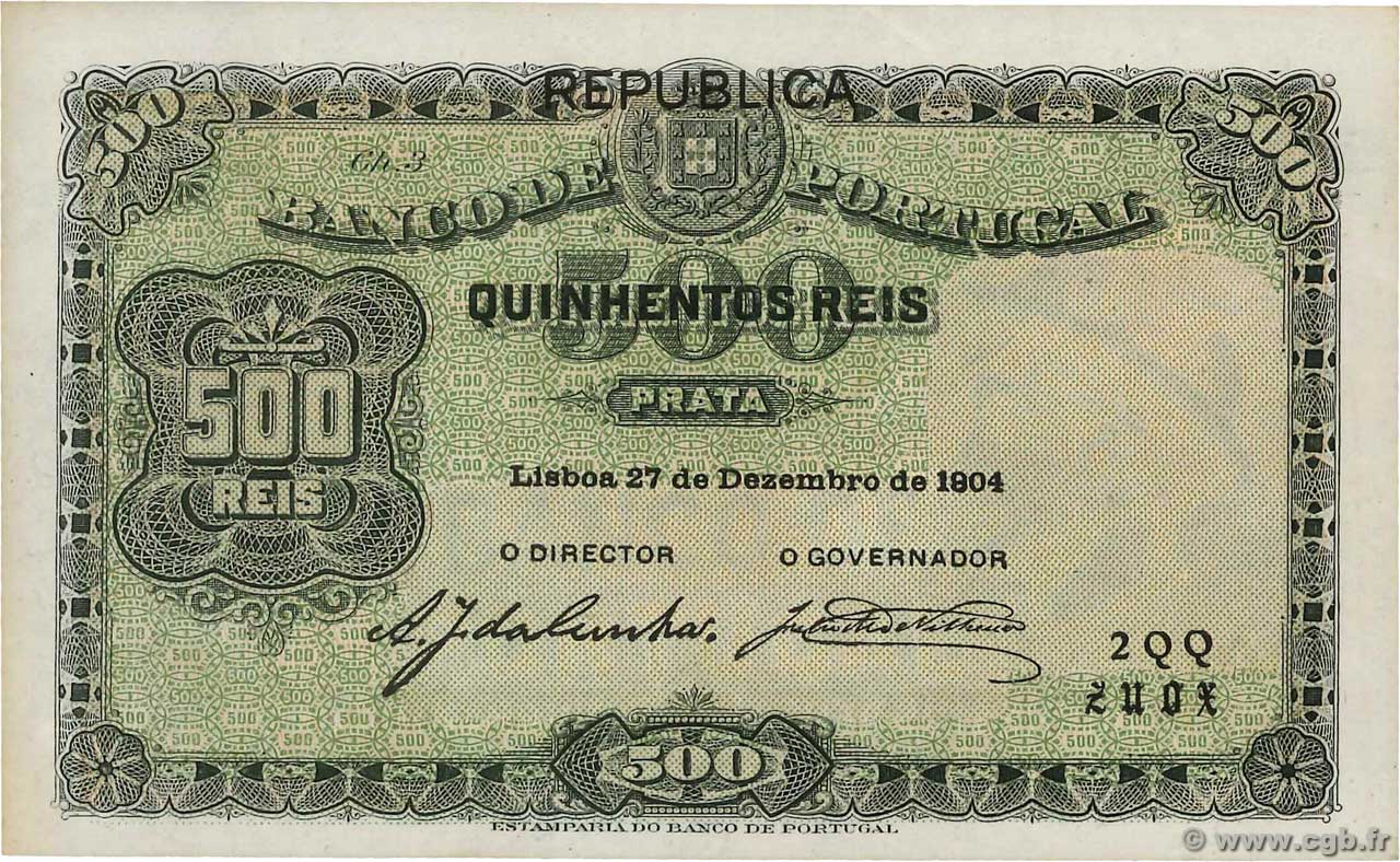 500 Reis PORTUGAL  1904 P.105a UNC-