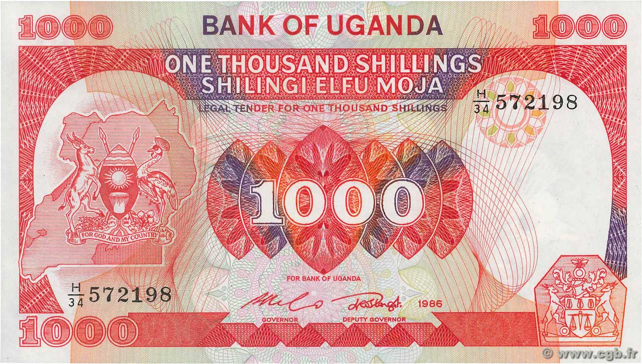 1000 Shillings OUGANDA 1986 P.26 NEUF