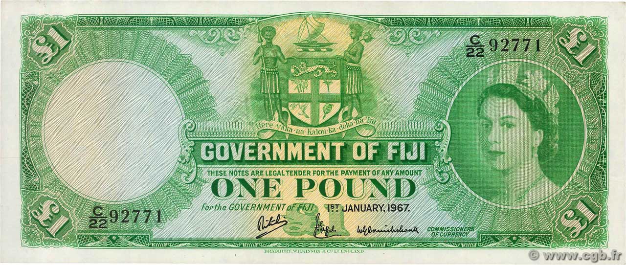 1 Pound FIDJI 1967 P.053i TTB