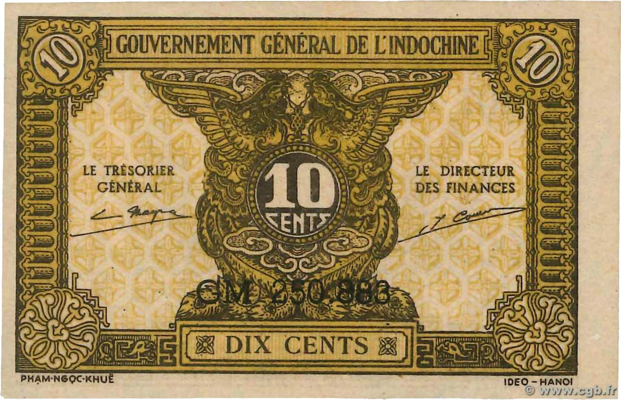 10 Cents INDOCHINE FRANÇAISE  1942 P.089a pr.NEUF