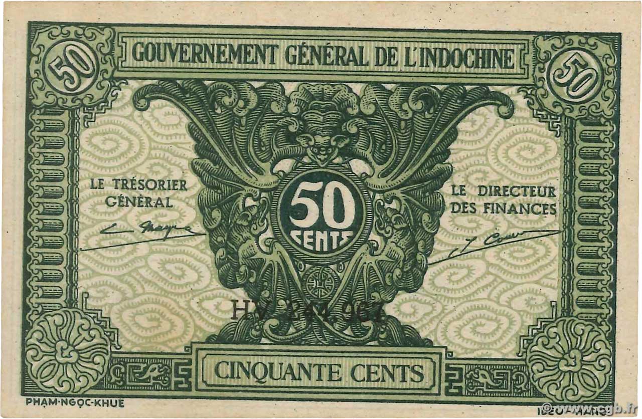 50 Cents FRENCH INDOCHINA 1942 P.091a UNC-