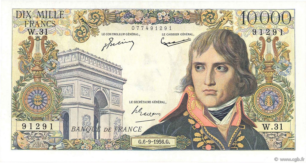 10000 Francs BONAPARTE FRANCE  1956 F.51.04 SUP à SPL