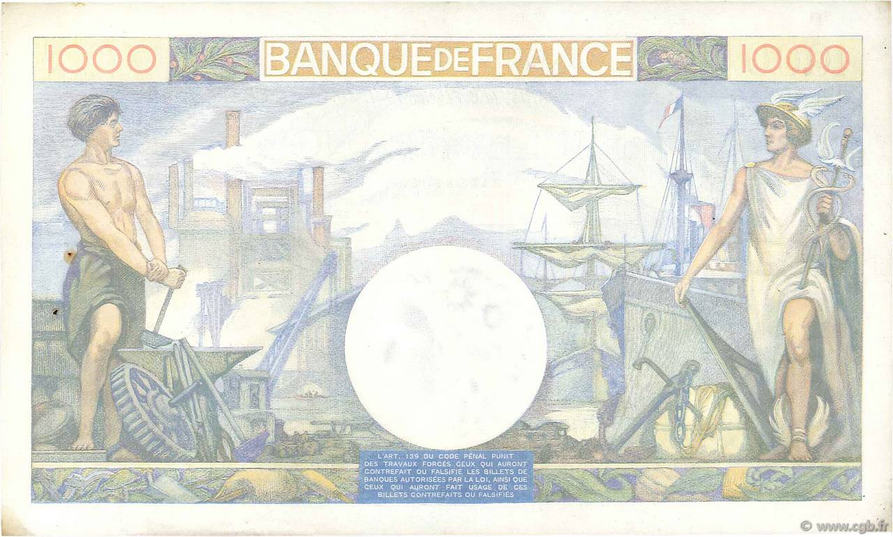 1000 Francs COMMERCE ET INDUSTRIE FRANCE 1941 F 39 04 B94 0251 Billets