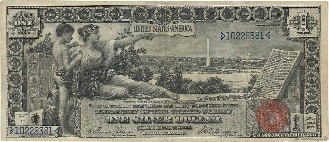 1 Dollar ÉTATS-UNIS D AMÉRIQUE  1896 P.335 TB+