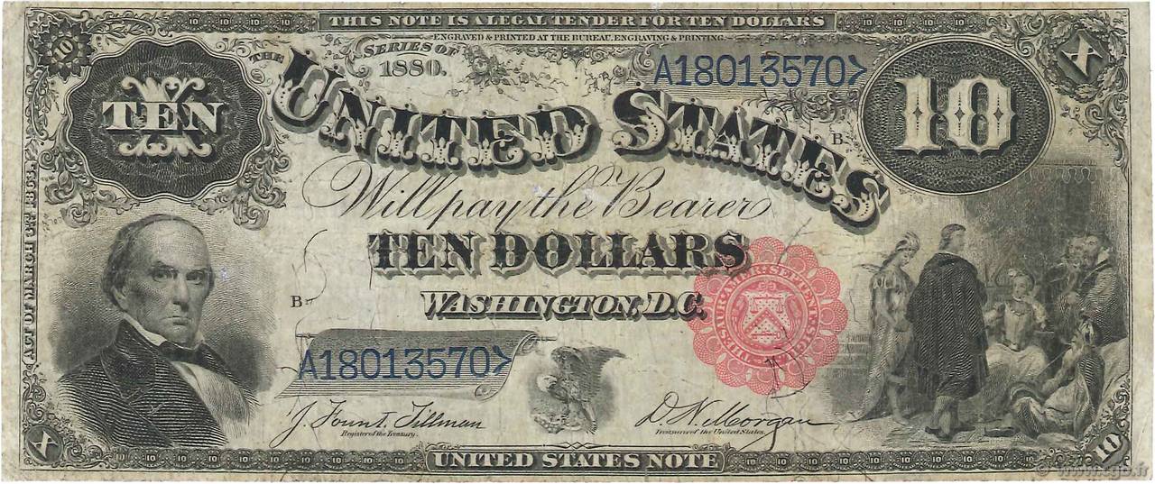 10 Dollars ÉTATS-UNIS D AMÉRIQUE  1880 P.179b TB