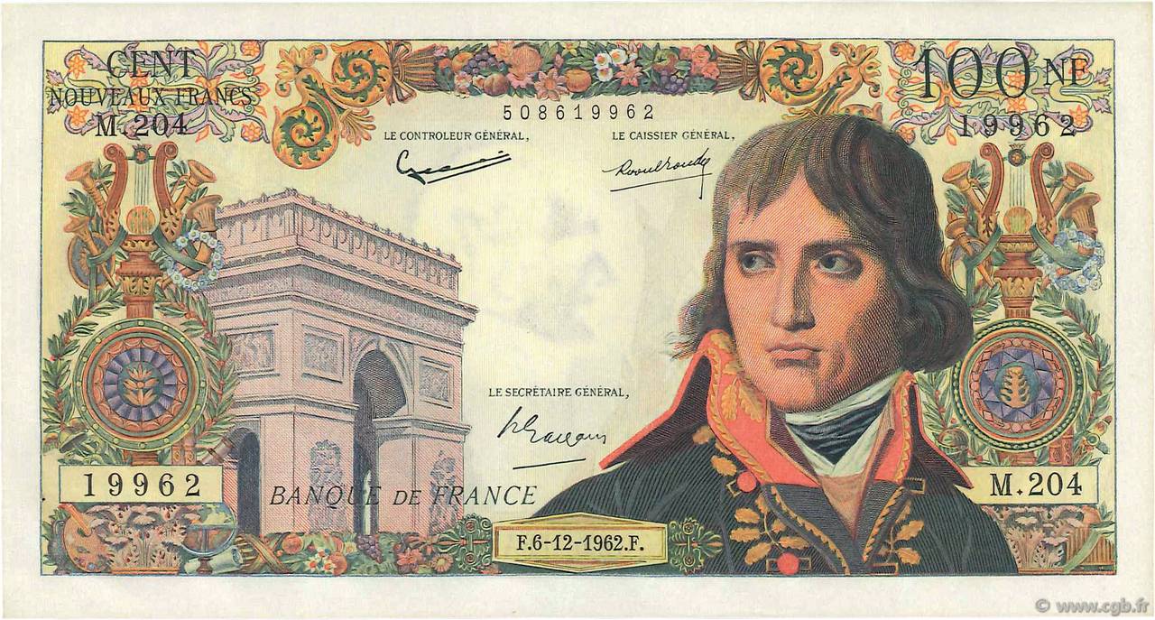100 Nouveaux Francs BONAPARTE FRANCE  1962 F.59.18 pr.SPL