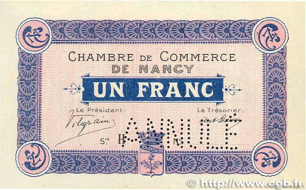 1 Franc Annulé FRANCE regionalism and miscellaneous Nancy 1915 JP.087.04 XF