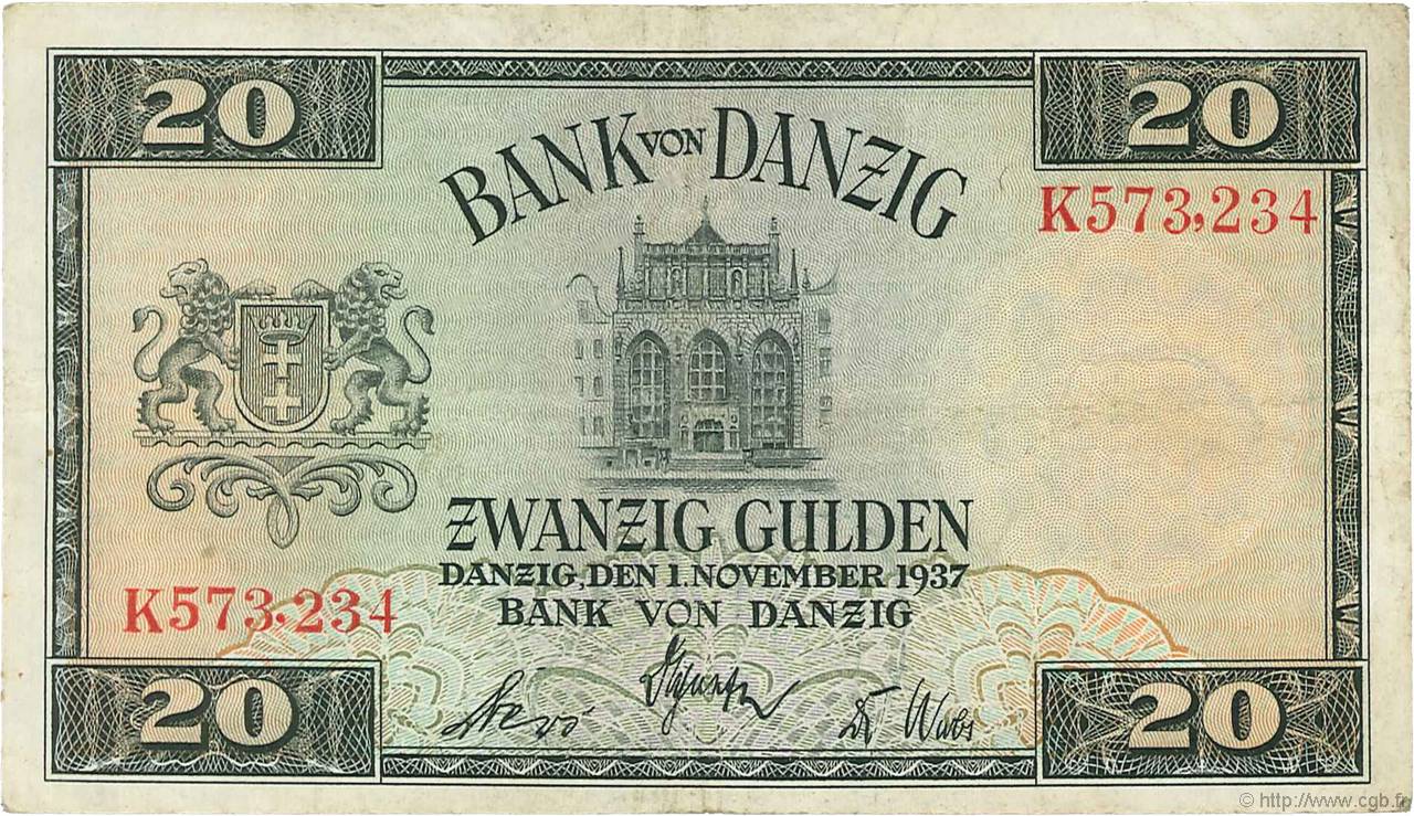 20 Gulden DANTZIG  1937 P.63 pr.TTB