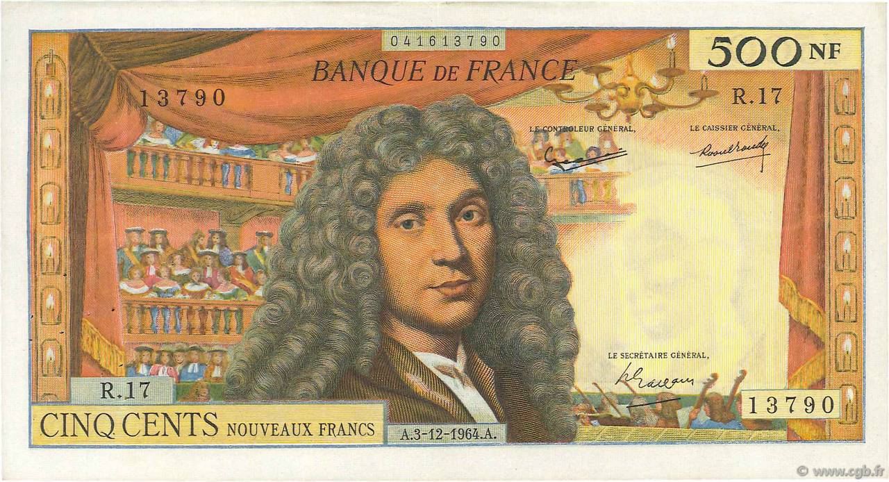 500 Nouveaux Francs MOLIÈRE FRANCE  1964 F.60.07 TTB+