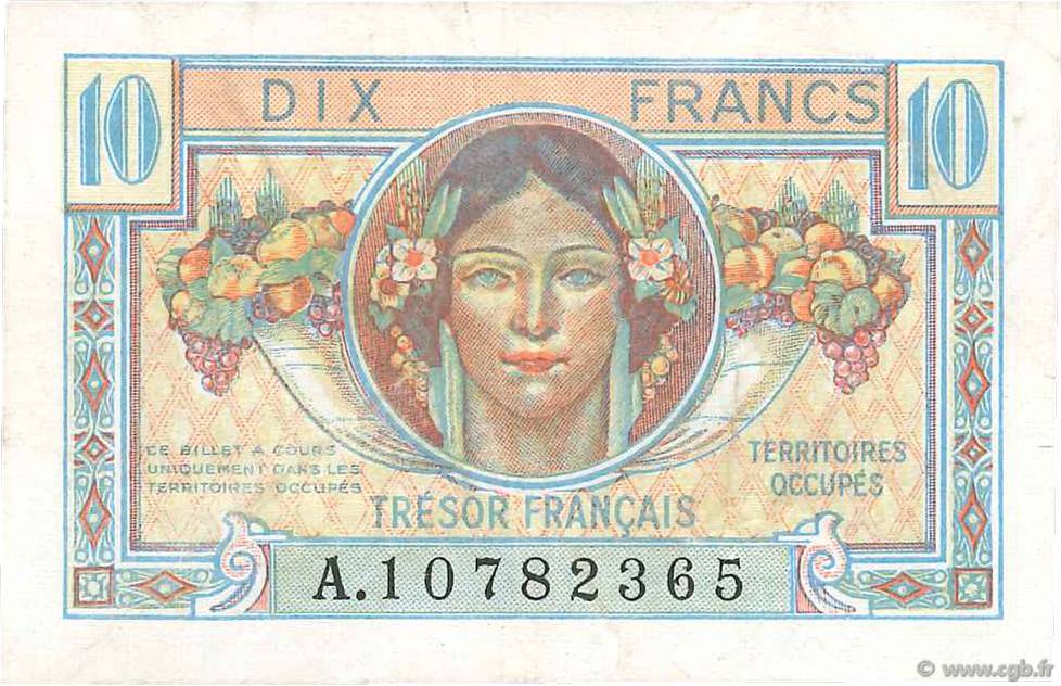 10 Francs TRÉSOR FRANÇAIS FRANCE  1947 VF.30.01 TTB