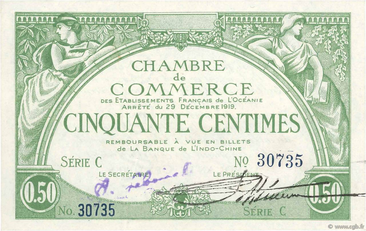 50 Centimes OCÉANIE  1919 P.02a NEUF