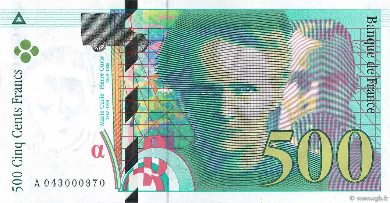 500 Francs PIERRE ET MARIE CURIE Petit numéro FRANCE 2000 F.76.05 pr.NEUF