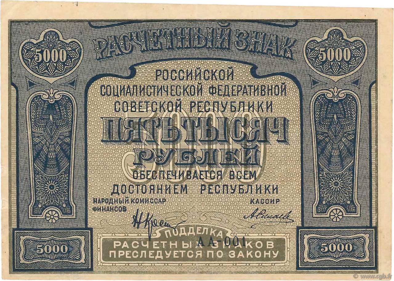 5000 Roubles RUSSIE  1921 P.113 TTB