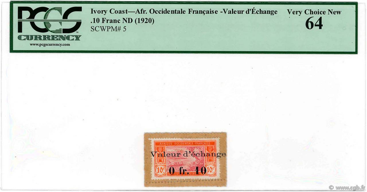 10 Centimes COTE D IVOIRE  1920 P.05 pr.NEUF