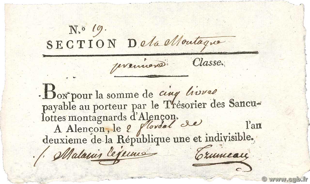 5 Livres FRANCE 1794 Kol.61.096var SUP