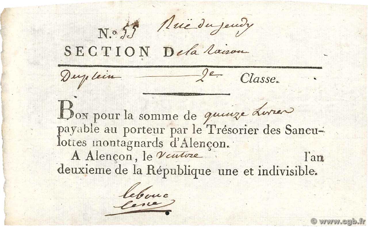 15 Livres FRANCE 1794 Kol.61.102var SUP