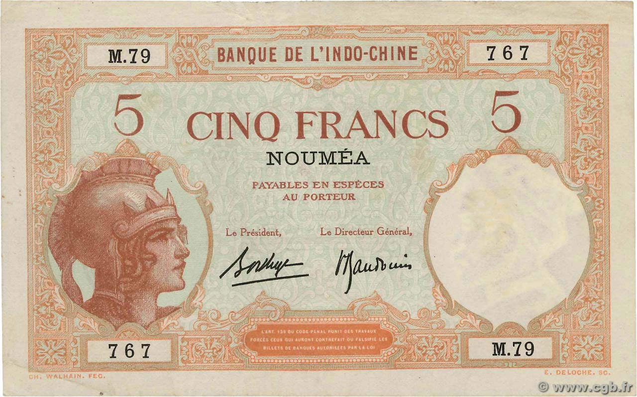 5 Francs NOUVELLE CALÉDONIE  1940 P.36b TTB+