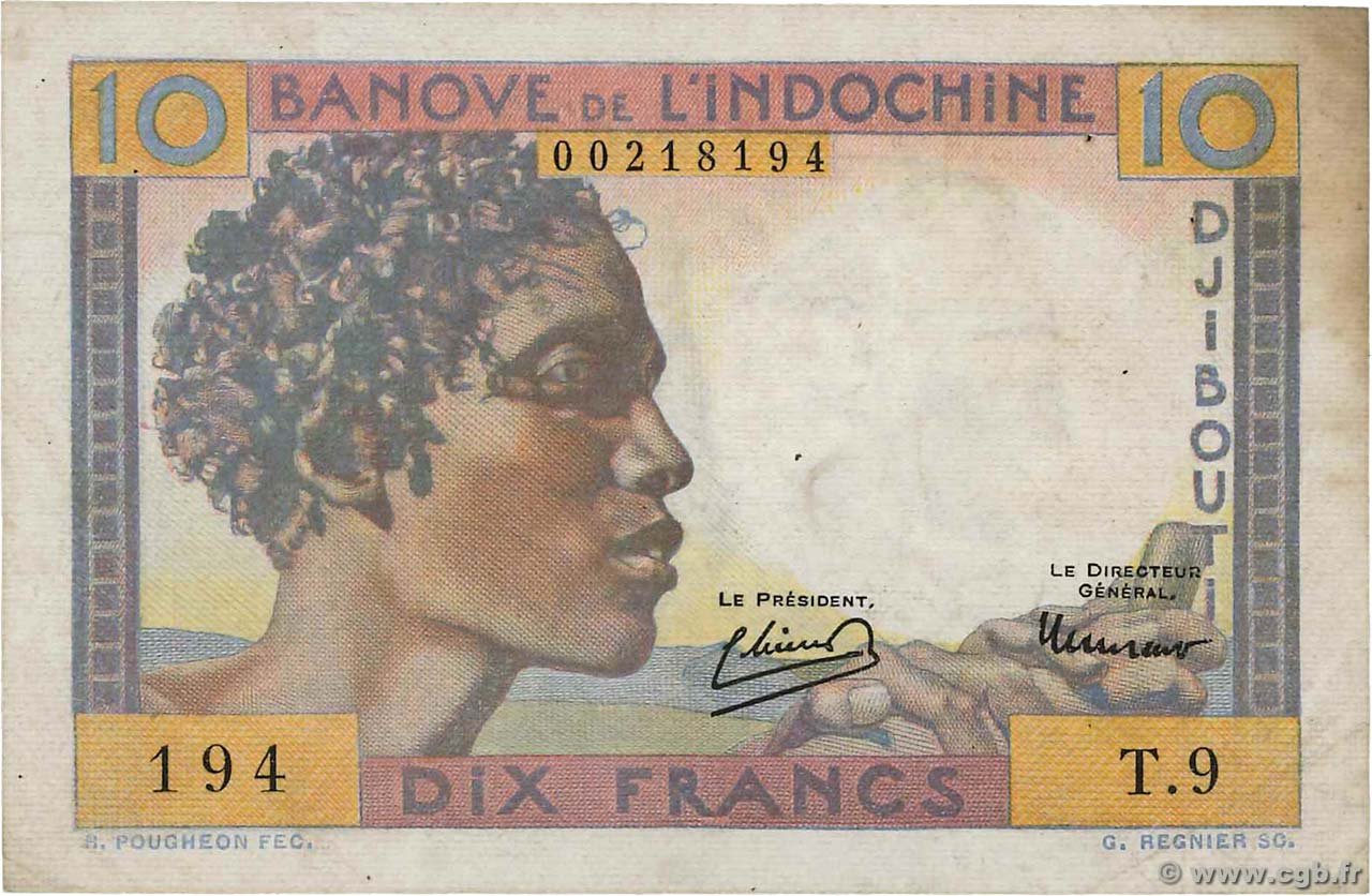 10 Francs DJIBOUTI  1946 P.19 pr.TTB