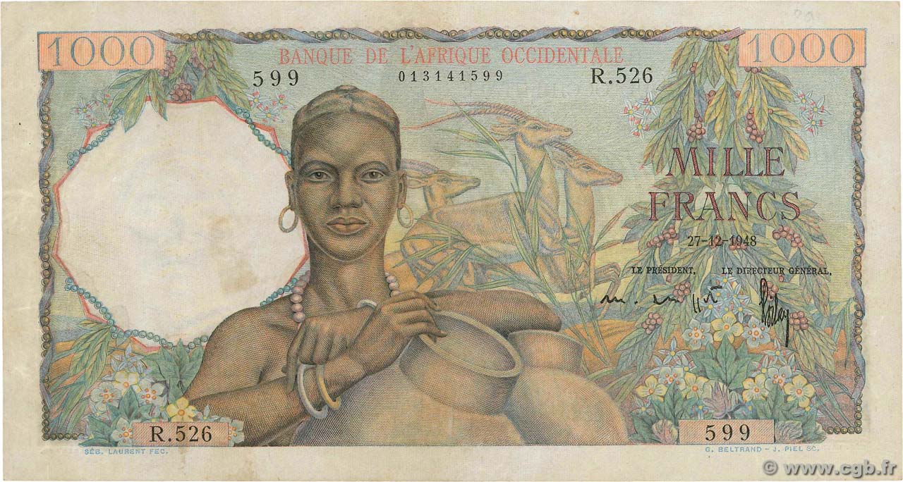 1000 Francs AFRIQUE OCCIDENTALE FRANÇAISE (1895-1958)  1948 P.42 TTB+