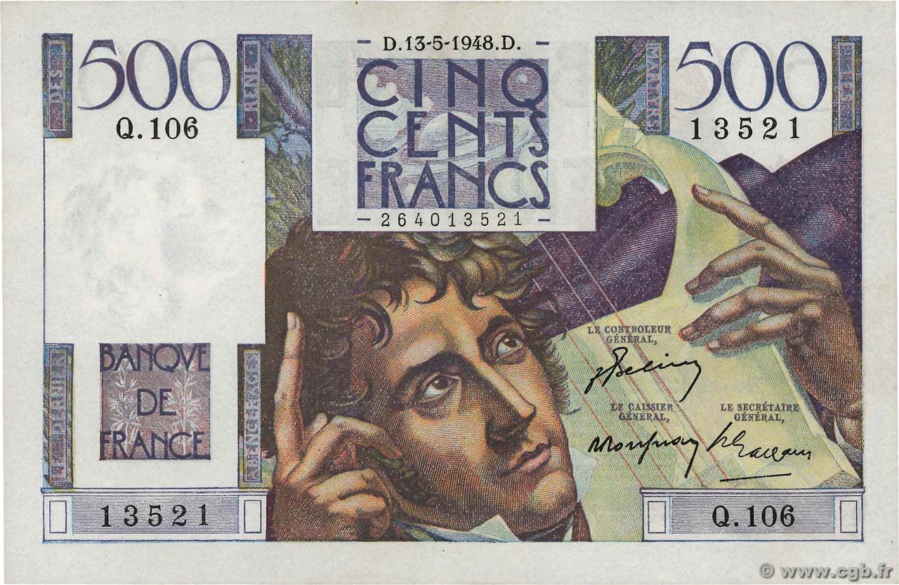 500 Francs CHATEAUBRIAND FRANCE 1948 F.34.08 pr.SPL