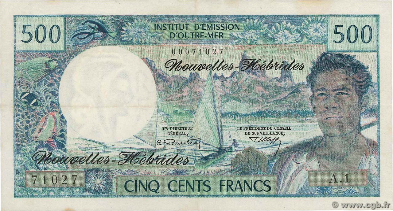 500 Francs NUOVE EBRIDI  1970 P.19a q.SPL