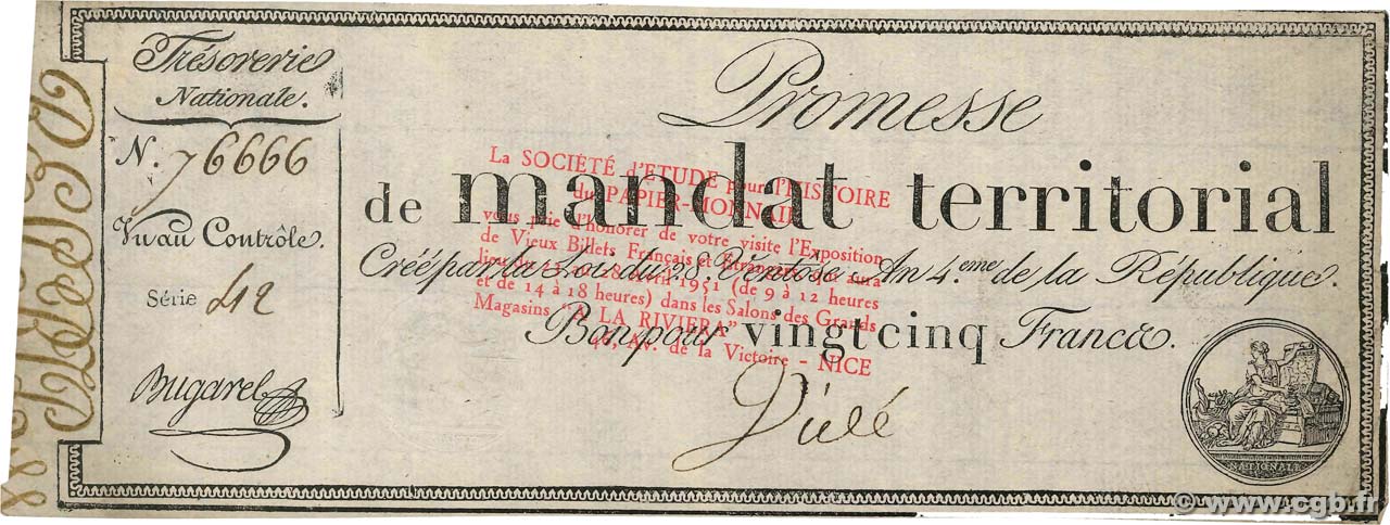 25 Francs avec série FRANCE  1796 Ass.59b XF