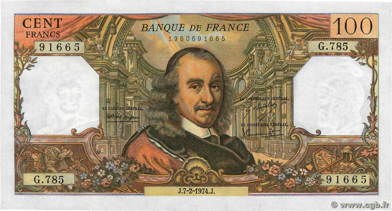100 Francs CORNEILLE FRANCE  1974 F.65.45 pr.NEUF