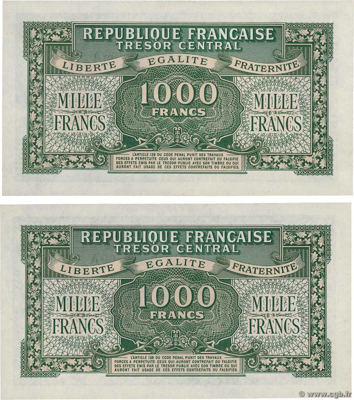 Francs Marianne Chiffres Gras Cons Cutifs France Vf B