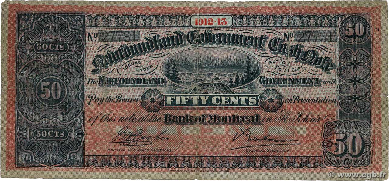 50 Cents NEWFOUNDLAND  1912 P.A10 VG