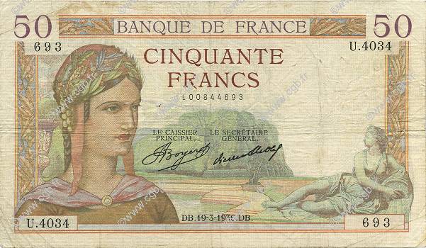 50 Francs CÉRÈS FRANCE  1936 F.17.23 TB