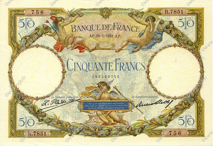 50 Francs LUC OLIVIER MERSON type modifié FRANCE  1931 F.16.02 SUP
