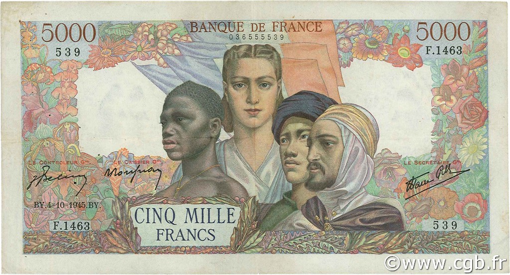 5000 Francs EMPIRE FRANÇAIS FRANCE  1945 F.47.46 TTB