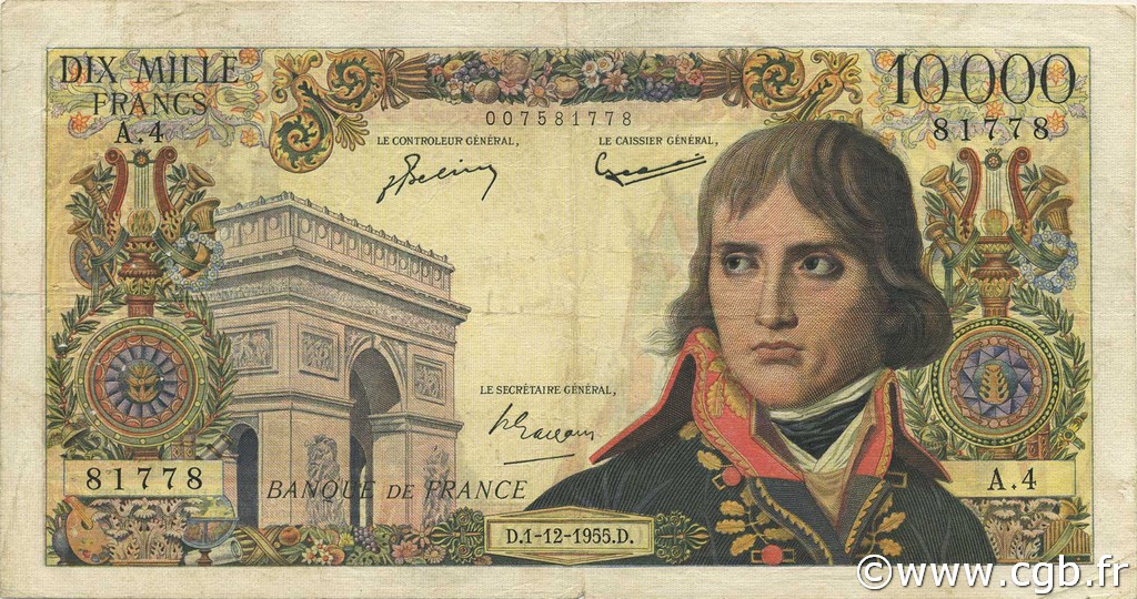 10000 Francs BONAPARTE FRANCE  1955 F.51.01 TB