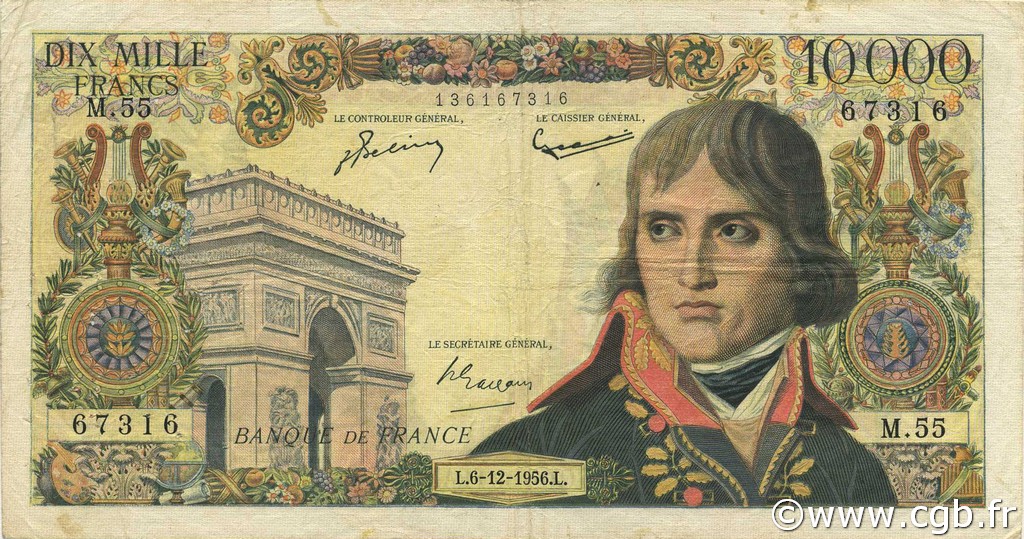 10000 Francs BONAPARTE FRANCE  1956 F.51.06 pr.TB