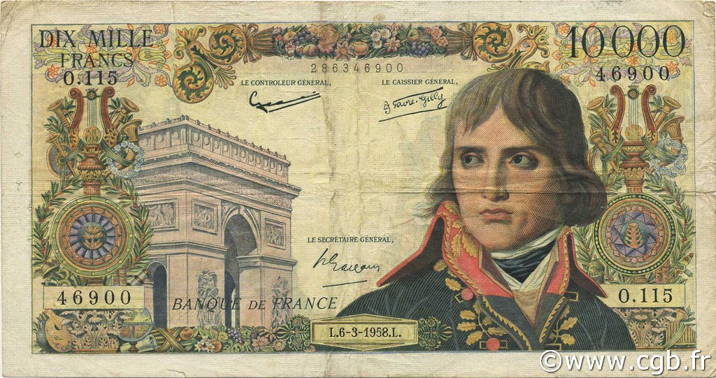 10000 Francs BONAPARTE FRANCE  1958 F.51.11 pr.TB