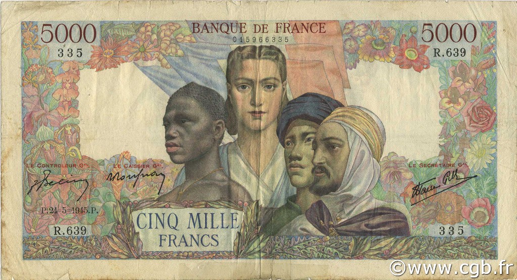 5000 Francs EMPIRE FRANÇAIS FRANCE  1945 F.47.27 TB