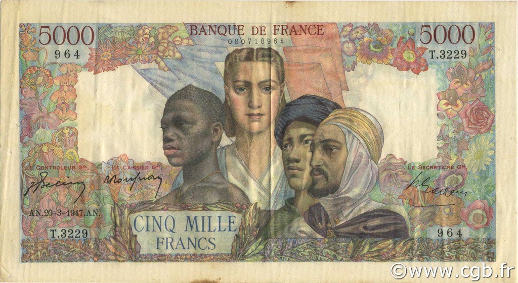 5000 Francs EMPIRE FRANÇAIS FRANCIA  1947 F.47.59 q.SPL
