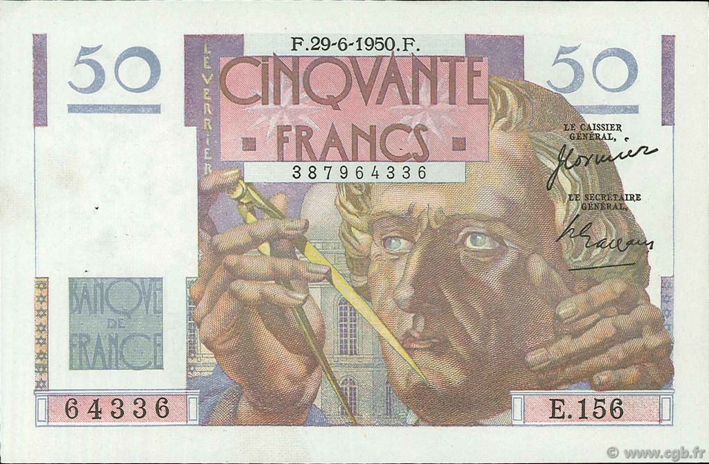 50 Francs LE VERRIER FRANCE  1950 F.20.15 SUP