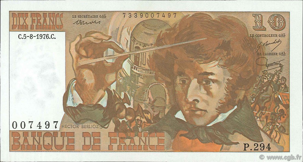 10 Francs BERLIOZ FRANCE  1976 F.63.20 pr.NEUF