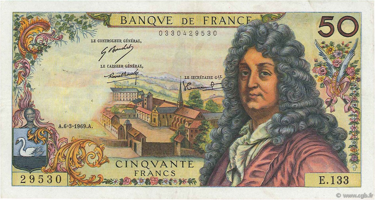50 Francs RACINE FRANCE 1969 F.64.13 TTB