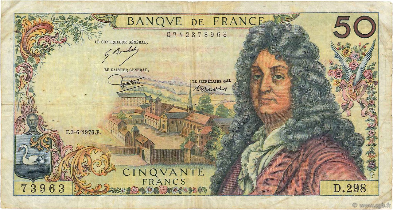 50 Francs RACINE FRANCE  1976 F.64.33a B