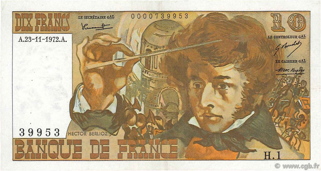 10 Francs BERLIOZ FRANCE  1972 F.63.01 TTB