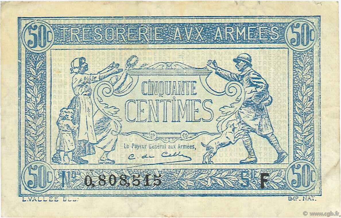 50 Centimes TRÉSORERIE AUX ARMÉES 1917 FRANCE  1917 VF.01.06 TTB