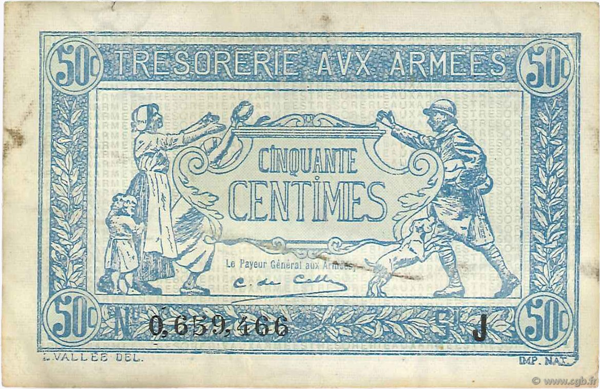 50 Centimes TRÉSORERIE AUX ARMÉES 1917 FRANCE  1917 VF.01.10 TTB