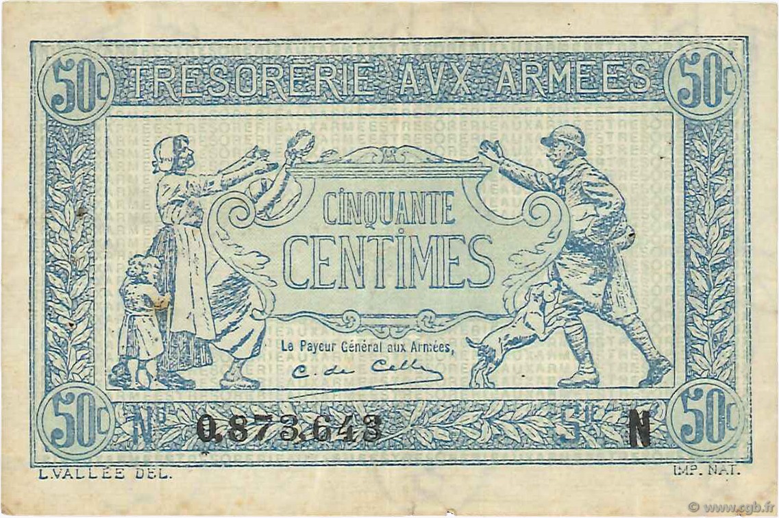 50 Centimes TRÉSORERIE AUX ARMÉES 1917 FRANCE  1917 VF.01.14 VF