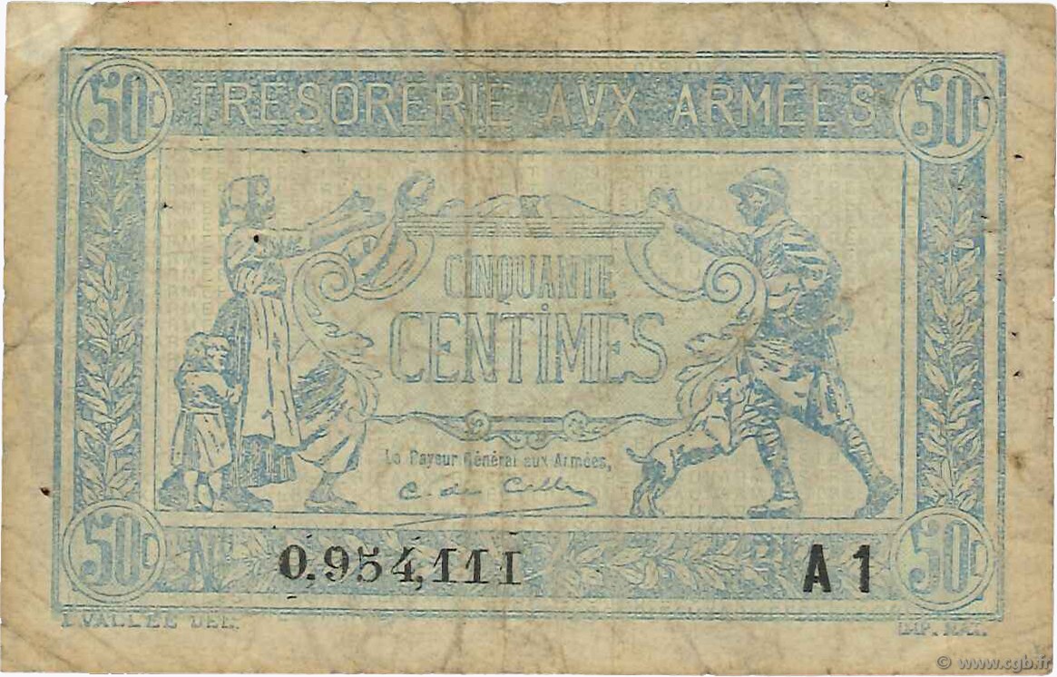 50 Centimes TRÉSORERIE AUX ARMÉES 1919 FRANCE  1919 VF.02.10 TB