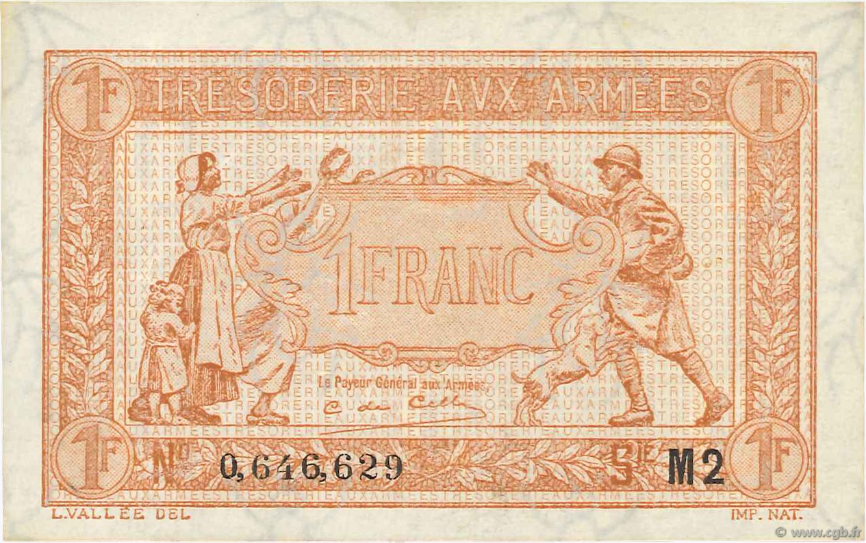 1 Franc TRÉSORERIE AUX ARMÉES 1919 FRANCE  1919 VF.04.20 SUP